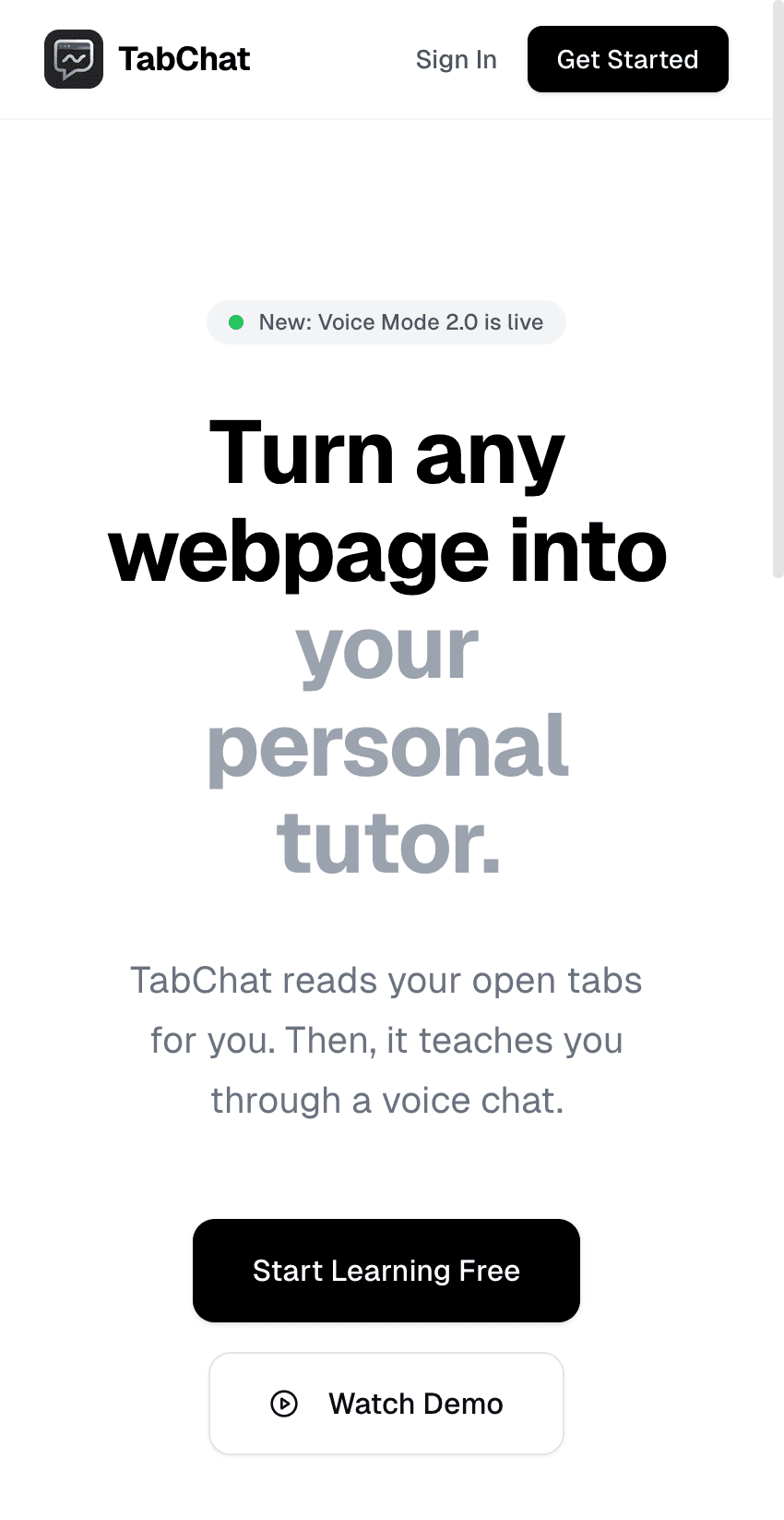 TabChat - Turn any webpage into your personal tutor